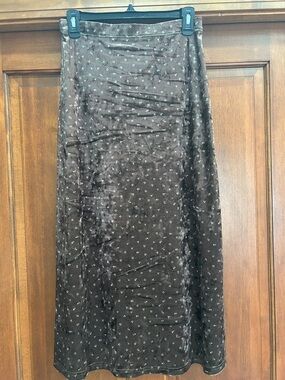 Brown Velvet A-Line Maxi Skirt